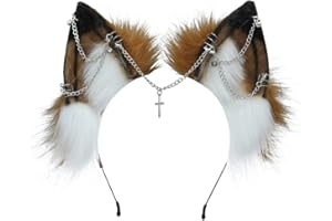 VIGVAN Ręcznie robiona opaska do włosów z motywem wilka i lisa