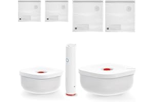 Guzzini - SAVE IT Set Sottovuoto: Contenitori 450/975cc, Pompa, Sacchetti 2 Piccoli/2 Grandi, Confezione Regalo - Bianco, 20 x 20 x h10 cm - 11850911