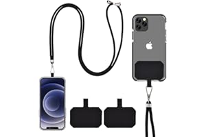 QUNFA Universelle Handykette, Lanyard, verstellbar und abnehmbar, Kompatibel mit iPhone/Samsung/Huawei (Schwarz)