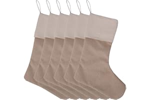 PVEATH Sackleinen Weihnachtsstrumpf Weihnachten Socken Sackleinen Geshenkbeutel Weihnachtsdekoration Weihnachtskamin Hängende Strümpfe Dekorations Strümpfe Gemischen 6 Stück