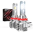 TUINCYN H11/H8 LED Headlight Bulbs 120W 24,000LM, +600% Brightness 6000K White Wireless H11 High Beam Low Beam Conversion Kit, Mini Size Plug and Play Halogen Replacement, IP65 Waterproof, Pack of 2