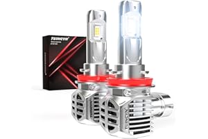TUINCYN H11/H8 LED Headlight Bulbs 120W 24,000LM, +600% Brightness 6000K White Wireless H11 High Beam Low Beam Conversion Kit, Mini Size Plug and Play Halogen Replacement, IP65 Waterproof, Pack of 2