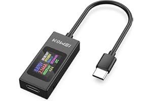 YEREADW USB C Tester Power Meter 4-30V 0-6.5A, Voltage and Current Tester Meter, USB Capacity, Temperature, Working Time Ammeter Voltmeter Power Bank Charger Detector (USB C Tester)