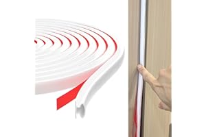 TECDW 10m Tira de Sellado para Puertas, Burlete Puerta Entrada, Tira de Sellado Junta Autoadhesiva para Ventanas, D-Tipo Goma Burlete Puerta, Aislante Burlete para Prevenir el Ruido y Viento (Blanco)