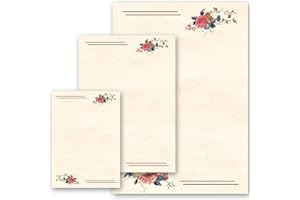 100 fogli di carta da lettera decorati Motivo Fiori POSTA FLOREALE DIN A5 - Paper-Media