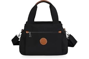 DIRRONA Borsa A Tracolla Donna - Borsa A Mano Multitasche Grande, Con Cinghia Regolabile E Manico Superiore, In Nylon Lavabile, Per Scuola, Lavoro E Viaggio - Borsa Moda Donna Nero elegante