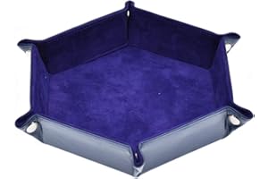 cusdie Dice Tray Folding Hexagon Dice Tray Leather and Velvet Dice Holder for DND Dice Game Table Games (Dark Purple)