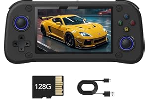 NEXASYMPHY Handheld Game Console, 4.3 inch Retro Handheld Games Consoles Open Source Linux System IPS Screen Built-in 30000+ Classic Games Retro Video Game Console, 128G TF Card (Black)