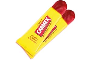 Carmex Tube de baume à lèvres hydratant classique | Apaise et répare les lèvres sèches et craquelées | Formule de soin des lèvres d'hiver intensément hydratante avec SPF 15 (10 g chacun – Lot de 2)