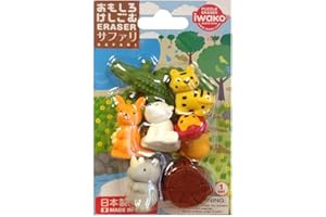 TY UK LTD Nowość japońska gumka do gumek do puzzli - IWAKO Safari pakiet ze zwierzętami - zawiera 7 gumek