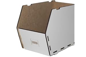 EDURAIT Gavetas organizadoras, apilables, abierta, fabricada en madera reciclada MDF. Lote 6 unidades. Contenedores para almacenaje, para guardar cosas. (280X187X145) 140% Blanco