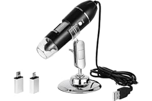 IFUFR USB Digital Microscope 50 to 1000X, 8 LED Magnification Endoscope, Portable Mini Microscope Camera with Metal Stand, Compatible with Mac Window 7 8 10 Android Linux