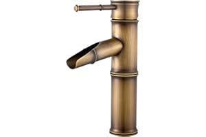 Namuoto Grifo de Lavabo cascada, Baño Lavabo Grifo Función de Regulación de Agua Fría y Caliente, Mezclador de Lavabo Vintage, 2 secciones