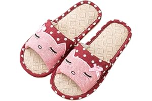 AioTio Pantofole da casa in Lino Pantofole da Bambino Stile Giapponese Divertenti Pantofole Traspiranti Antiscivolo in Basso Regalo con Amore