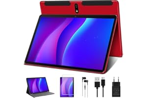 JUSYEA Tablet 10 Pollici Tablets PC 5G WiFi, Processori 2.0 Ghz, 4 GB+64 GB, Android 11, Bluetooth 5.0, Batteria 8000mAh, 5 MP+8 MP-Rosso