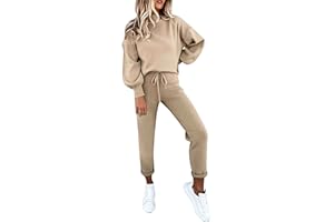 Sovoyontee Damen Langarm Trainingsanzug Outfit Pajamas Lounge 2-Teiliges Set