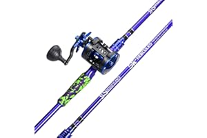 Yun Nong 7-Foot Saltwater Fishing Rod & Reel Combo,2-Piece Travel Rod Set with Spinning Rods and Casting Rods with Trolling Reel for Inshore,Ocean Fishing