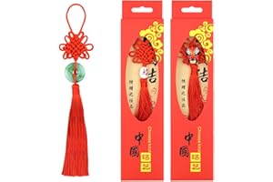 GELUODE Confezione da 3 ciondoli portafortuna a forma di nodo cinese con volto dell'opera di Pechino, nappa rossa, decorazione Feng Shui cinese, per Capodanno cinese, ricchezza e buona fortuna, regalo per