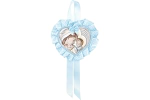 Albalù Sopraculla con Cuore maternità Celeste Argento Laminato Colorato Misure 25x12cm Circa Made in Italy Articolo da Regalo Mamma Bebe