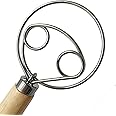Axpdefi 13 Inch Bread Dough Whisk,Double Eyes Stainless Steel Danish Dough Whisk, Egg Beater with Wooden Handle, Bread Dough Mixer Accessories Tool for Kitchen