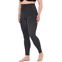 Leggings in mesh con stampa floccata e pied-de-poule, nero | Ulla Popken