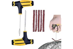 MEXRUMI 7 Piezas Kit Antipinchazos Coche Emergencia Reparador Neumáticos Repara Pinchazos Moto Con 5 Mechas 1 Herramienta En T En Espiral 1 Herramienta En T De Inserción Para Reparación De Neumáticos