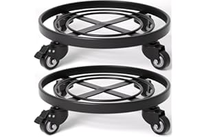 AMAGABELI GARDEN & HOME Amagabeli 2Pack Metal Plant Caddy with Wheels 36cm Round Plant Stand on Wheels Heavy Duty Garden Flower Pot Rack Mover Potted Plant Dolly for Outdoor Indoor Trolley Casters Rolling Coaster Black