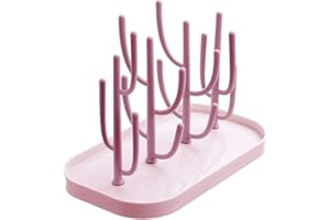 Yoezuo Trockenständer Babyflaschen Babyflaschenhalter Abtropfgestell Babyflaschen Trockengestell Flaschenständer abnehmbare Trockenständer Flaschen Baby zum Trocknen von Babyflaschensaugern (Rosa)