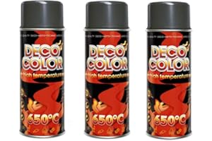 DECO COLOR Fahrzeugteile Hoffmann 3 Stück 400ml Auspufflack Anthrazit Ofenlack Lack hitzebeständig 650° 13312