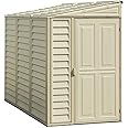 Duramax 4x8ft Lean-To Garden Storage Shed Saffron Sidemate Reversible Door Vinyl Plastic Garden Shed with Foundation Kit Ivory
