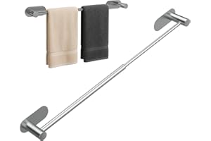 Alyvisun Porte Serviette sans Percage, Porte Serviette en Acier Inoxydable pour Salle de Bain, Rétractable de 37 cm à 57,5 cm, Porte Serviette Mural pour Cuisine et Salle de Bain