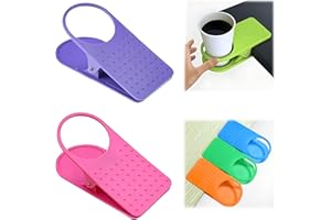 WORUIB 2 Pcs Clip On Cup Holder, Portable Desktop Table Side Cup Holder, Suitable For Home Offices (Random Color)
