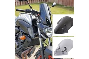 TaTonCycle MT-07 FZ-07 Déflecteur de Vent de Pare-Brise à Double Bulle avec Support de Montage pour Ya-ma-ha MT07 FZ07 MT 07 FZ 07 2018 2019 2020 Accessoires (Fumée Noir)