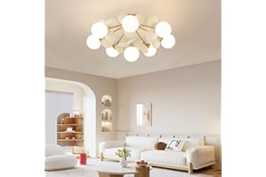 RuiRfh Hängeleuchte 8 Licht G9 Glaskugel Sputnik Kronleuchter mattgolden Mid Century Modern Deckenleuchte verstellbare Vintage Hängeleuchte für Esszimmer Küche Schlafzimmer Bauernhaus Pendellampe (Co