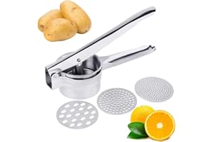 EIDOCT Large Stainless Steel Potato Ricer With 3 Interchangeable Discs - Fruit and Vegetables Masher With Large Capacity