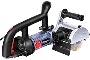 FANZWORK V2 1500 Watt Satiniermaschine Schleifmaschine Bürstenschleifgerät zur Renovierung von Oberflächen, mit Staubsaugung-Anschluss, Drehzahlregelung, Kugelgriff, Stahldrahtbürste