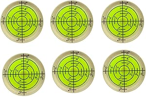 YOTOM 6x Bubble Spirit Level, 32x7mm Circular Bullseye Level Inclinometers for Tripod, Phonograph, Turntable - Fluorescent Yellow