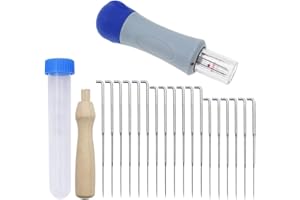 UBERMing 25 Pcs Kit Aiguille en Feutre de Laine Outil de Feutrage d'aiguilles à Feutrer Laine Feutrage Débutant Kit avec Outil d'aiguille en Feutre Bleus, Bouteilles, Manche Bois Outils Feutre