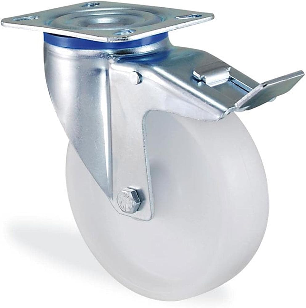 (1 Adet) Frenli Oynak Tablalı 100x32 mm Teker Poliamid Beyaz Burçlu Ağır Yük Tekeri