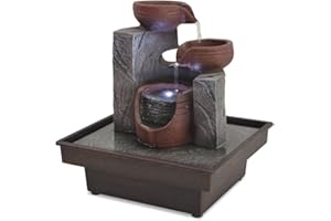 Festnight Fontaine d'intérieur avec Lampe LED Polyrésine 20 x 18 x 22 cm