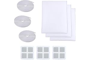 ASTARFAVOR Zanzariera per Finestre,Zanzariera a Rete, 3 pezzi 150 cm x 200 cm Protezione contro gli Insetti per Finestre Zanzariera per Finestre, Kit Protezione anti Zanzare (bianco)