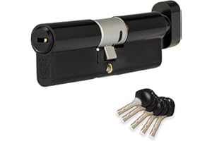 XFORT Colossus Matt Black 3 Star Kitemarked Thumb Turn Euro Cylinder Lock 40EX/50T (90mm), British Standard TS007 Anti-Snap Barrel Lock, Upvc Door Lock.