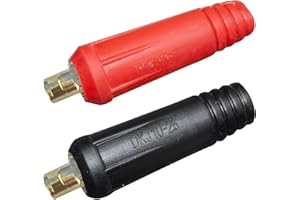 QAQGEAR Connettore-Spina del Pannello del Cavo di Saldatura per TIG DKJ10-25 200Amp Dinse Quick Fitting Colore Rosso e Nero Prese per connettori Set 2 Pezzi