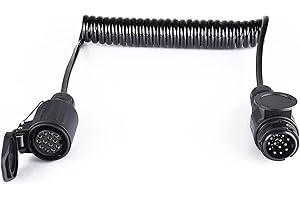 BEIJISTAR 2.5M Cavo Prolunga Rimorchio 8 Core, 12V Cavo Prolunga per Rimorchio con Spina e Presa 13 Poli, Cavo Prolunga Spirale Rimorchio, per Caravan Camion RV