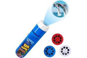 AnJeey Lampe Torche et Projecteur avec 3 Disques, y Compris 24 Animal Marin Images Histoire, Jouets éducatifs Idée de Cadeau pour Enfants 3+ Ans