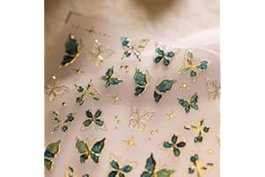 GlamRays Motyl naklejki na paznokcie sztuka zdobienia paznokci naklejki 5D z motywem motyla naklejki na paznokcie zielony motyl gwiazda złote krawędzie wzór naklejki na paznokcie motyle