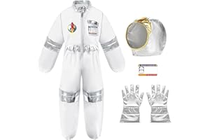 IDOTTA Astronaut Costume for Kids Space Jumpsuit Costume with Astronaut Helmet Gloves Name card,Spaceman Pretend Role Play Dress Up Costume Set for Kids