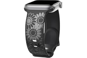 ABOVEACC Sonnenblume Gravierte Armband Kompatibel mit Apple Watch Armband 38mm 40mm 41mm 42mm 44mm 45mm 49mm Damen, Weich Silikon Sport Ersatzarmband für iWatch Serie Ultra 9 8 7 SE 6 5 4 3 2 1
