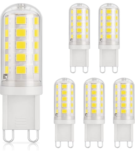 10 Stück G9 LED Glühbirnen 5W Kaltweiß 6000K | 500LM, Entspricht 40-50W Halogen | Nicht Dimmbar, Für Kronleuchter & Lampen