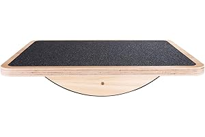 StrongTek Professional Wooden Balance Board, Rocker Board, Wood Standing Desk Accessory, Balancing Board for Under Desk, Anti Slip Roller, Core Strength, Stability, Office Wobble Boards